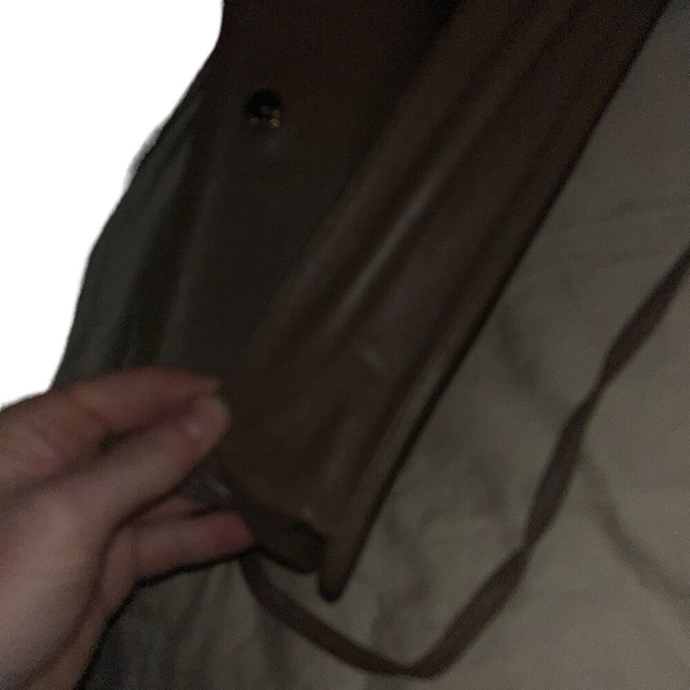 anne klein vintage taupe khaki leather patchwork look classic shoulder b… - Picture 6 of 9